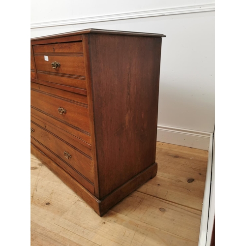 446 - Edwardian mahogany chest the two short drawers over two long drawers raised on plinth base. { 82cm H... 