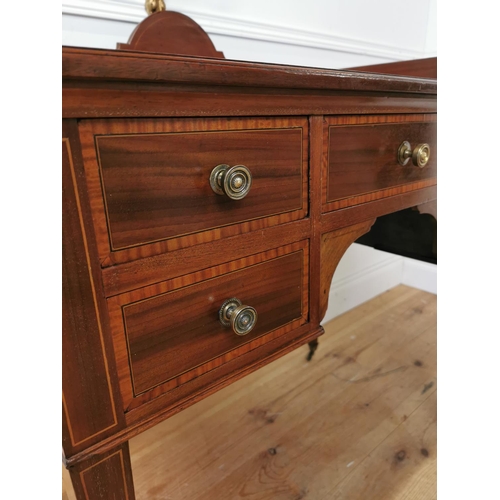 45 - 19th C. mahogany and satinwood inlaid dressing table raised on square tapered legs and brass castors... 