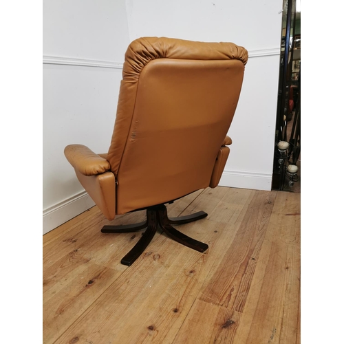 470 - Retro leather reclining easy chair {94 cm H x 80 cm W x 80 cm D}.