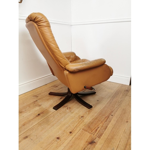 470 - Retro leather reclining easy chair {94 cm H x 80 cm W x 80 cm D}.