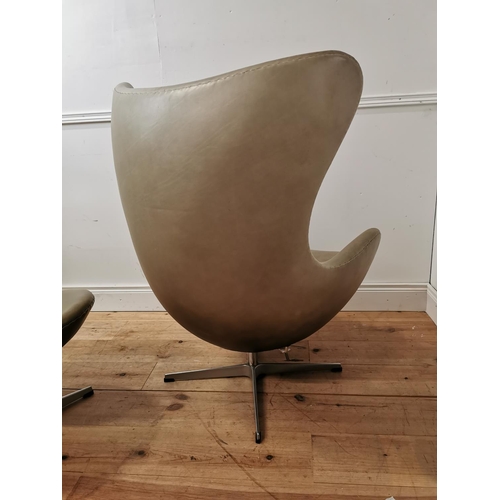 472 - Retro Egg chair and matching stool. { 107cm H X 86cm W X 73cm D & 43cm H X 56cm W X 45cm D }.  }