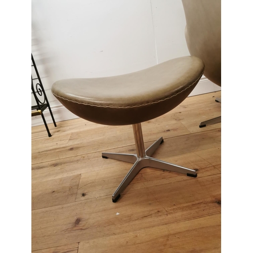 472 - Retro Egg chair and matching stool. { 107cm H X 86cm W X 73cm D & 43cm H X 56cm W X 45cm D }.  }