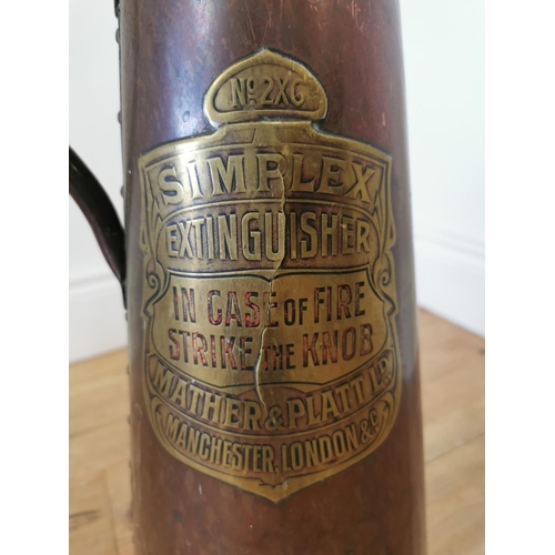 488 - Early 20th Copper Simlex fire extinguisher converted to coal bucket. {50 cm H x 22 cm Diam}.