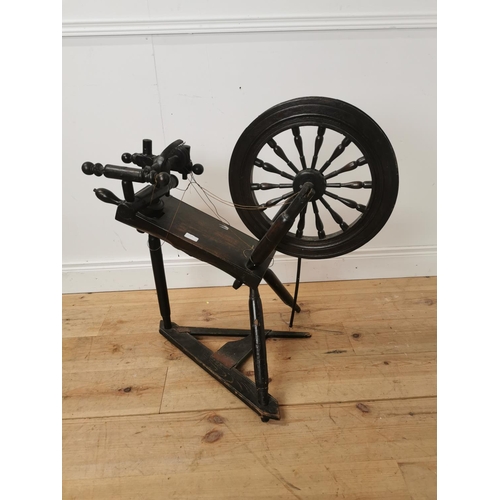 489 - 19th. C. oak spinning wheel { 83cm H X 83cm W X 57cm D }.