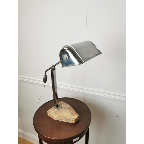 497 - 1940's desk lamp with marble base { 45cm H X 33cm W X 17cm D }.