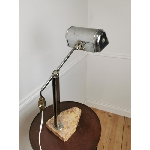 497 - 1940's desk lamp with marble base { 45cm H X 33cm W X 17cm D }.