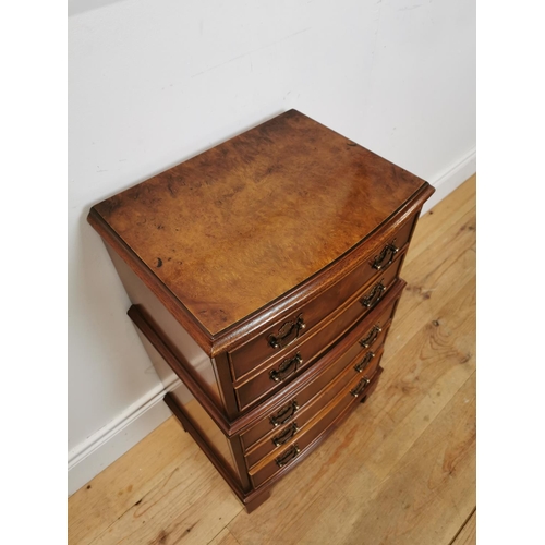 500 - Good quality walnut bachelor's chest raised on bracket feet {75 cm H x 45 cm W x 32  cm D}.