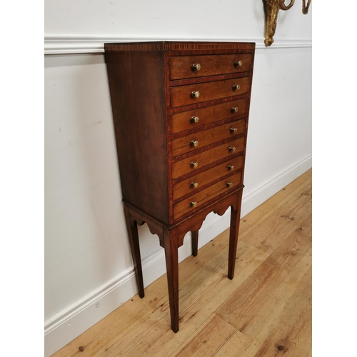 510 - Regency mahogany and satinwood inlaid collector's cabinet raised on square tapered legs {100 cm H x ... 