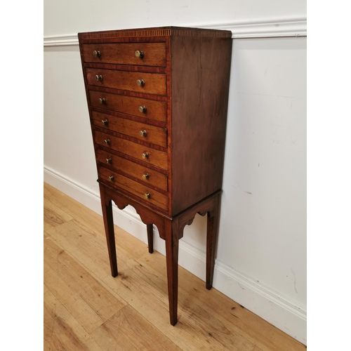 510 - Regency mahogany and satinwood inlaid collector's cabinet raised on square tapered legs {100 cm H x ... 