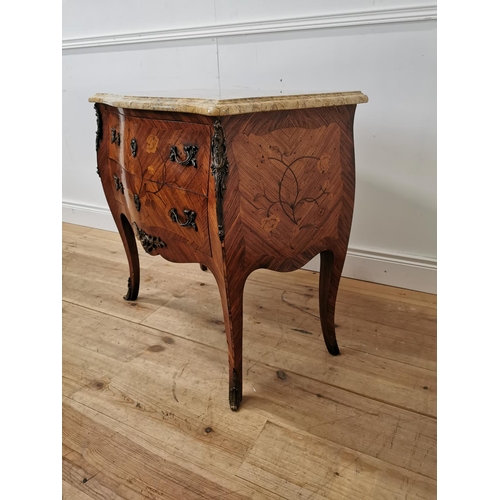 52 - 19th C. Kingwood chest, the marble top above two long drawers raised on shaped legs {78cm H x 83cm W... 