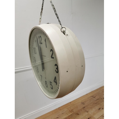 522 - Vintage clock { 46cm H X 17cm Dia }.