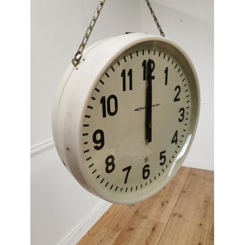 523 - Vintage clock { 46cm H X 17cm Dia }.