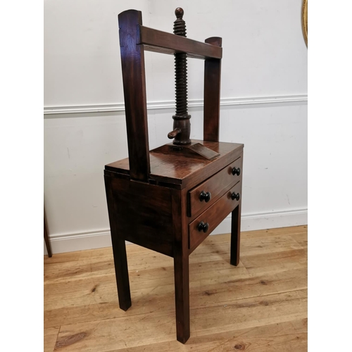 530 - Good quality 19th C. mahogany book press with two drawers raise on square legs