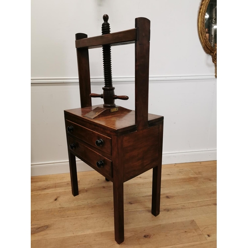 530 - Good quality 19th C. mahogany book press with two drawers raise on square legs