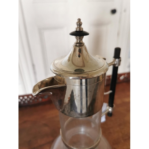 538 - Silverplate and glass coffee pot {27 cm H x 14 cm Dia.}.