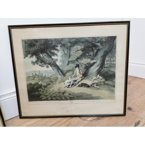 54 - Pair of early 20th C. framed coloured Hunting prints. { 48 cm H x 55 cm W}.