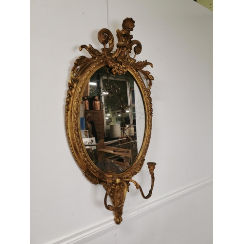 540 - 19th C. giltwood and gesso wall mirror with two sconces {108 cm H x 56 cm W}.