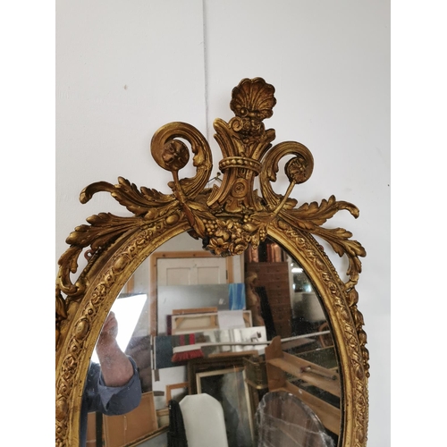 540 - 19th C. giltwood and gesso wall mirror with two sconces {108 cm H x 56 cm W}.