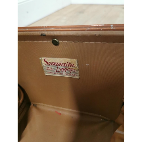 541 - Samsonite Luggage leather suitcase. { 23cm H X 30cm W X 20cm D }.