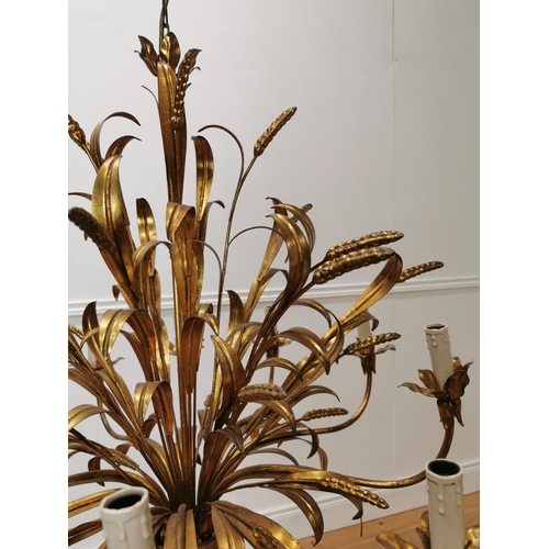 547 - CoCo Chanel gilded metal eight  branch chandelier decorated with ears of wheat { 110cm H X 90cm Dia ... 