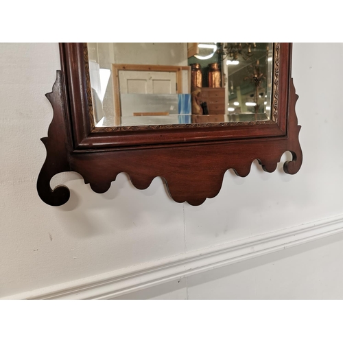 550 - 19th C. mahogany partial gilt pier mirror {88 cm H x 52 cm W}.