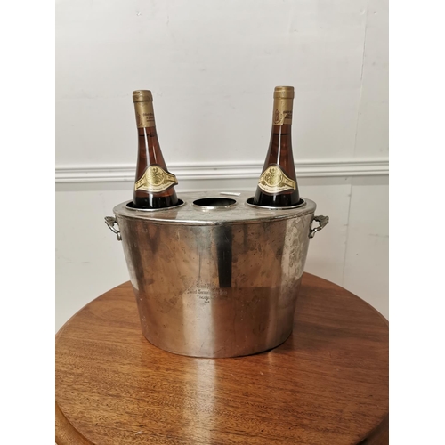 555 - Chrome champagne bucket inscribed Grand Hotel Saint  - Germain des Pres 1925 { 22cm H X 36cm W X 20c... 