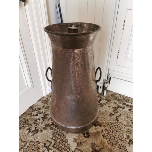 564 - 19th. C. brass and metal haystack milk can Stamped Butter Factory No 17 { 77cm H X 45cm Dia }.