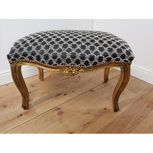 572 - Upholstered giltwood foot stool { 60cm H X 90cm HW X 60cm D }.