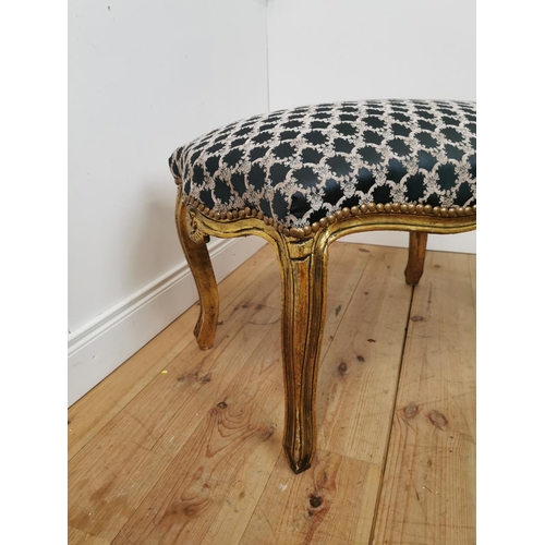 572 - Upholstered giltwood foot stool { 60cm H X 90cm HW X 60cm D }.