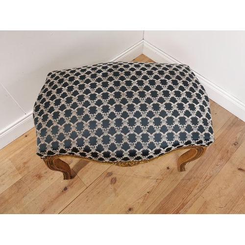 572 - Upholstered giltwood foot stool { 60cm H X 90cm HW X 60cm D }.