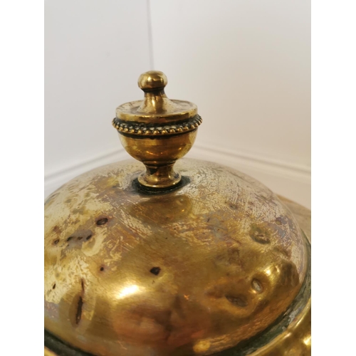 573 - 19th C. brass lidded coal bucket. {45 cm H x 32 cm Diam}.