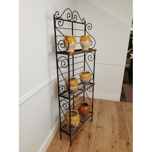 575 - Rare early 20th. C. French boulangerie three tier metal and brass free standing rack { 192cm H X 70c... 