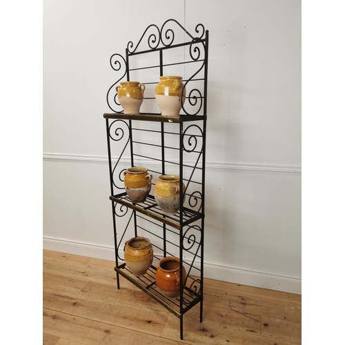 577 - Rare early 20th. C. French boulangerie three tier metal and brass free standing rack { 192cm H X 70c... 