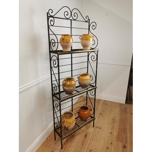 577 - Rare early 20th. C. French boulangerie three tier metal and brass free standing rack { 192cm H X 70c... 