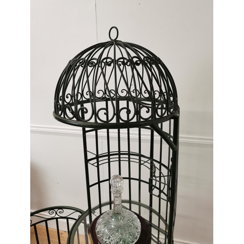 58 - Painted metal wine cabinet in the form of a birdcage {164cm H x 51cm Dia.}