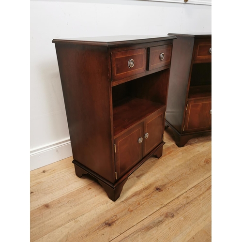 60 - Pair of good quality mahogany and inlaid bedside cabinets raised on bracket feet {78 cm H x 53 cm W ... 