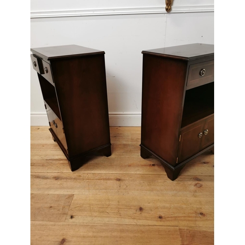 60 - Pair of good quality mahogany and inlaid bedside cabinets raised on bracket feet {78 cm H x 53 cm W ... 