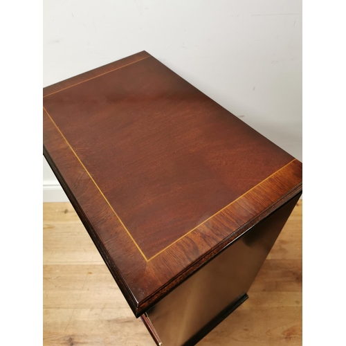 60 - Pair of good quality mahogany and inlaid bedside cabinets raised on bracket feet {78 cm H x 53 cm W ... 