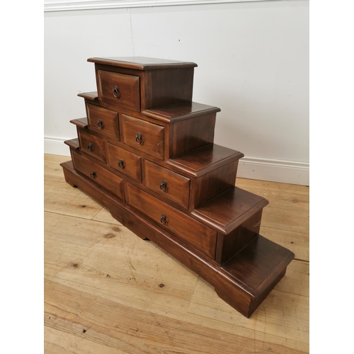 607 - Unusual mahogany cabinet with a single drawer over two drawers over three drawers over two long draw... 