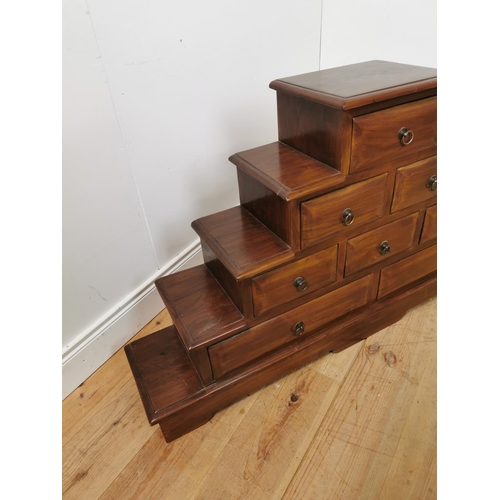 607 - Unusual mahogany cabinet with a single drawer over two drawers over three drawers over two long draw... 