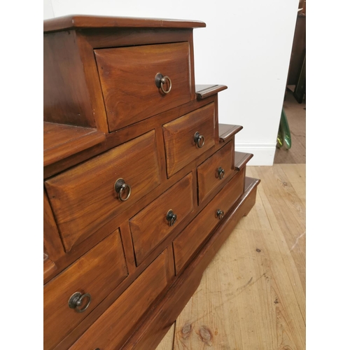 607 - Unusual mahogany cabinet with a single drawer over two drawers over three drawers over two long draw... 