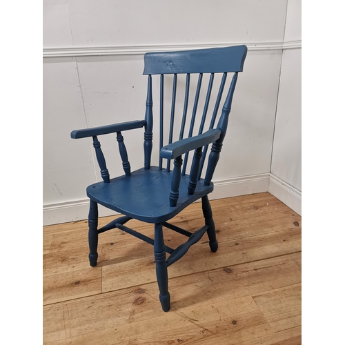 609 - Painted pine armchair { 97cm H X 54cm W X 60cm D }.