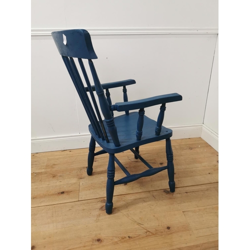 609 - Painted pine armchair { 97cm H X 54cm W X 60cm D }.