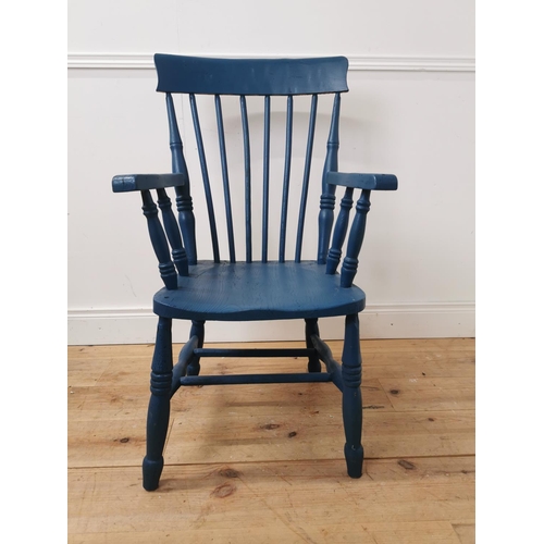 609 - Painted pine armchair { 97cm H X 54cm W X 60cm D }.