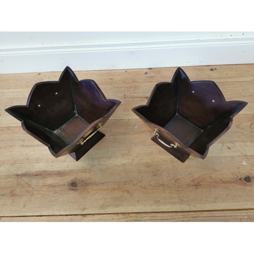 612 - Pair of Irish mahogany wine holders with brass handles in the Georgian style. {20 cm H x 26 cm w x 2... 