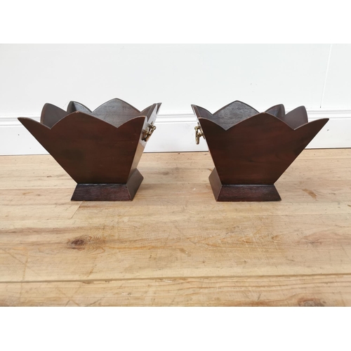 612 - Pair of Irish mahogany wine holders with brass handles in the Georgian style. {20 cm H x 26 cm w x 2... 