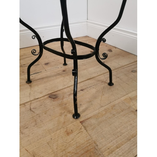 615 - Early 20th C. wrought iron lamp table on four outswept feet. {43 cm H x 53 cm W x 38 cm D}.