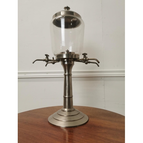 620 - Rare Absente chrome and glass dispenser. { 50cm H X 28cm W X 16cm D }.