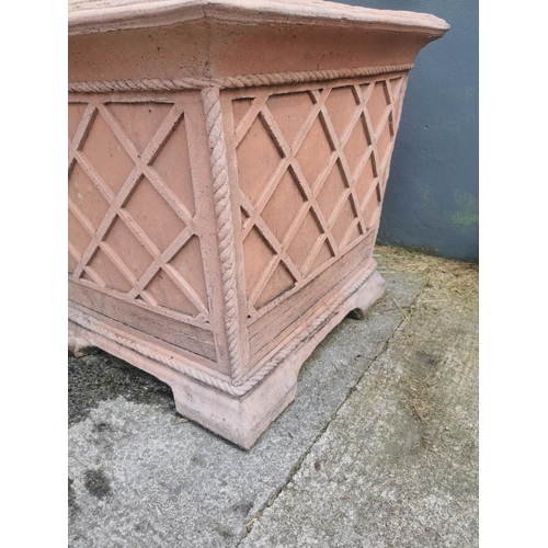 645 - Pair of exceptional quality moulded terracotta tree planters with basket weave and rope design. {85 ... 