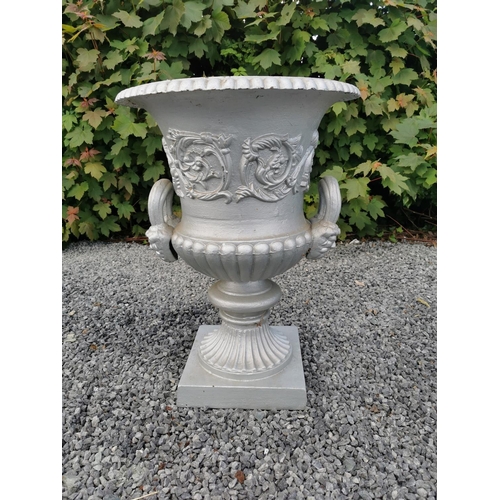 652 - 19th C. cast iron French urn decorated with swags {80 cm H x 55 cm Dia.}.